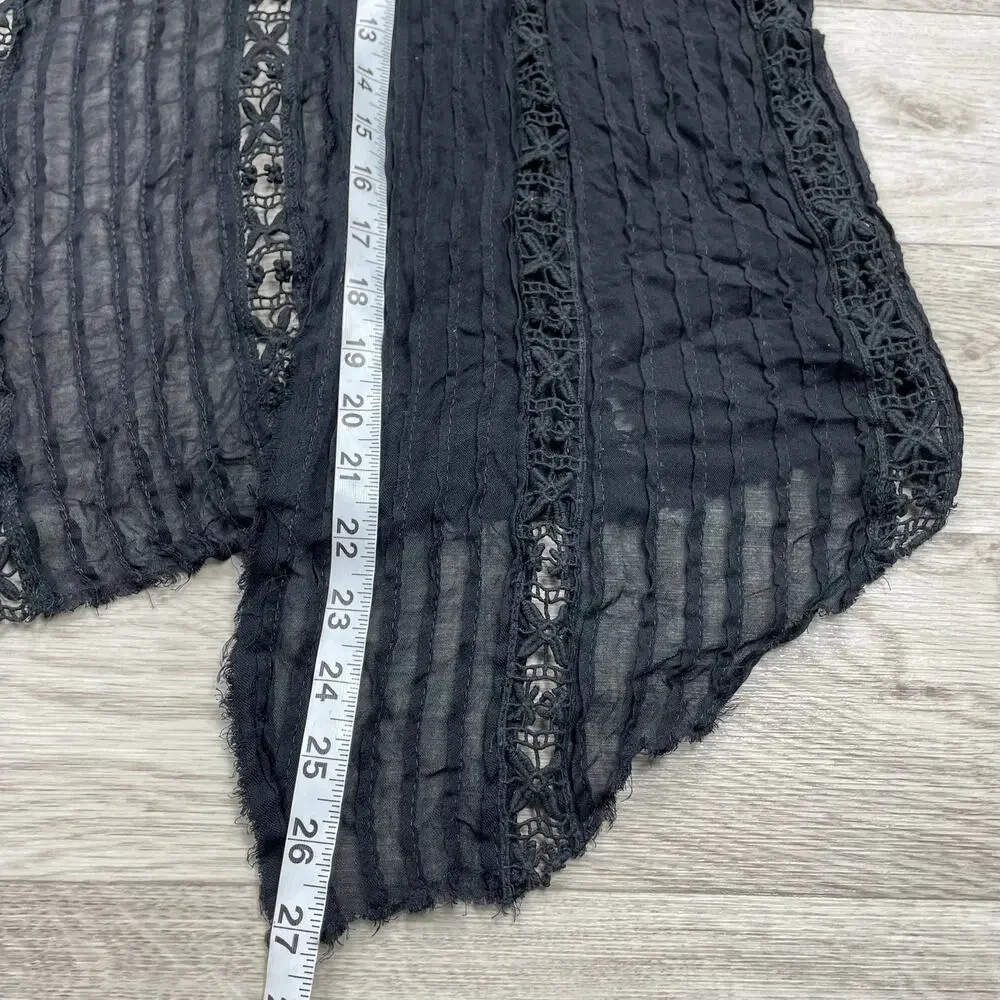 🔥Free People Willow Kimono Black With Lace Open Front XS/S Festival Boho Witchy